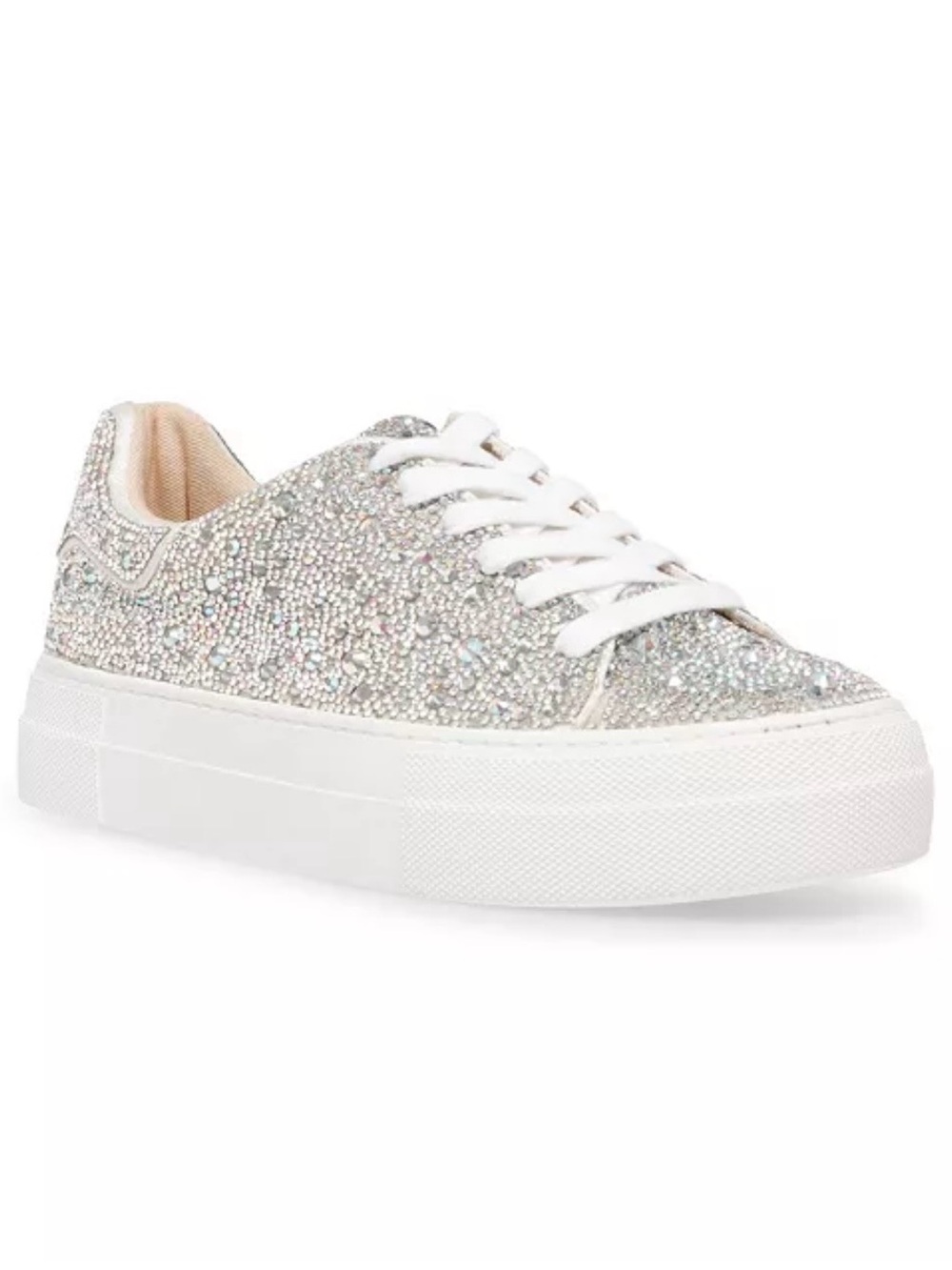 Betsy Johnson Sparkle Glitter Lace-Up Sneakers - Silver